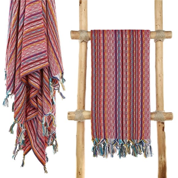 4 Red Bohemian Towels - 100% Turkish Cotton Beach Bath Towel - Picture 1 of 8